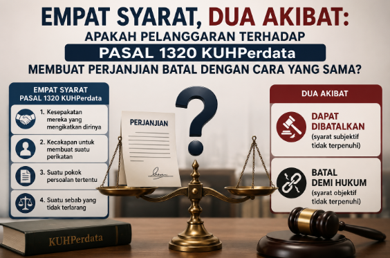Empat Syarat, Dua Akibat: Apakah Pelanggaran Terhadap Pasal 1320 KUHPerdata Membuat Perjanjian Batal dengan Cara yang Sama?